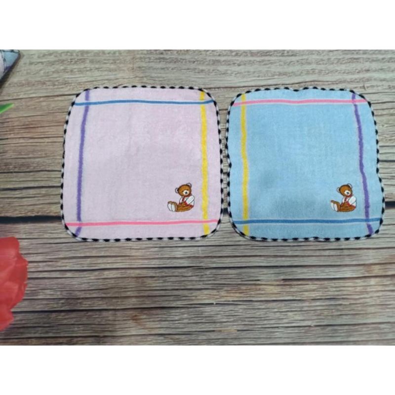 Khăn mặt cho bé siêu mềm mịn thêu gấu dễ thương 100% cotton kt 25x25 cm