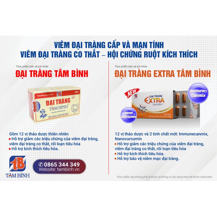 Đại tràng Extra Tâm Bình [Hộp 60 viên] - Hỗ trợ cho người viêm đại tràng cấp và mãn tính