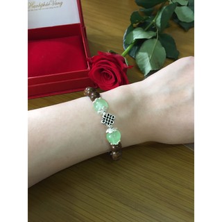 Vòng tay trầm hương mix charm bạc mix đá phong thuỷ