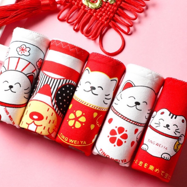 [ LUCKY_CAT ] [ HÀNG MỚI 2020 ] Set Quần Chip Mèo Thần Tài - Cotton Thun Co Dãn - Phù Hợp Với Da Nhạy Cảm - Kèm Túi Zip!