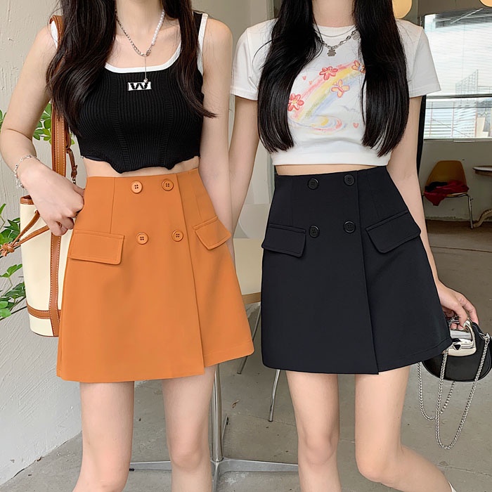 SUXI Chân Váy Chữ A Lưng Cao Màu Sắc Thời Trang Mùa Xuân Cho Nữ