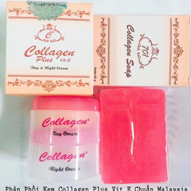 Bộ Kem ngày đêm collagen plus vit e (tặng soap)