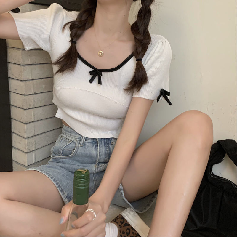 Áo thun tay ngắn cổ tròn năng động đáng yêu cho nữ