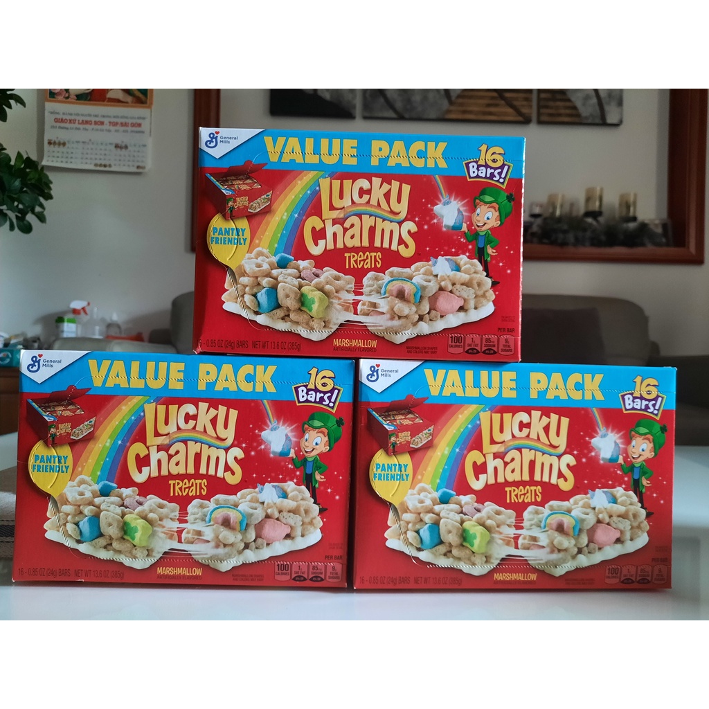 BÁNH NGŨ CỐC LUCKY CHARMS THANH 24GR (LUCKY CHARMS CEREAL TREAT BARS)