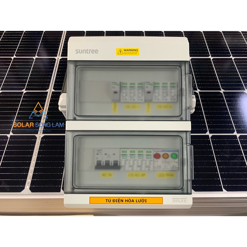 Tủ điện hòa lưới năng lượng mặt trời 10kw-3P/2String Lắp Sẵn IP65 tích hợp Chống sét Lan truyền AC/DC