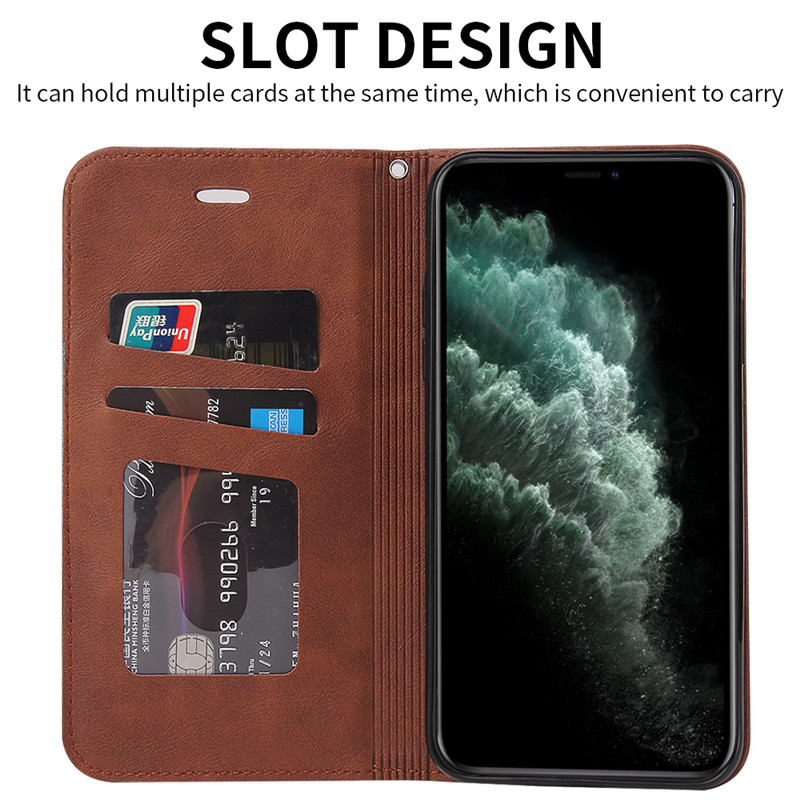 Bao da điện thoại dạng ví chống sốc có ngăn đựng thẻ cho IPhone XR XS Max I8 I7 I6 SE