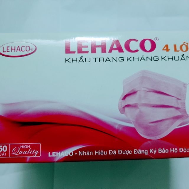 KHẨU TRANG 4 LỚP LEHACO MÀU HỒNG - XANH