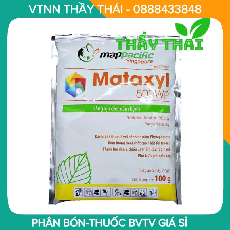 Mataxyl 500WP 100g, diệt nấm bệnh, sương mai, mốc sương, cháy lá sớm, rỉ sắt, thán thư, lở cổ rễ