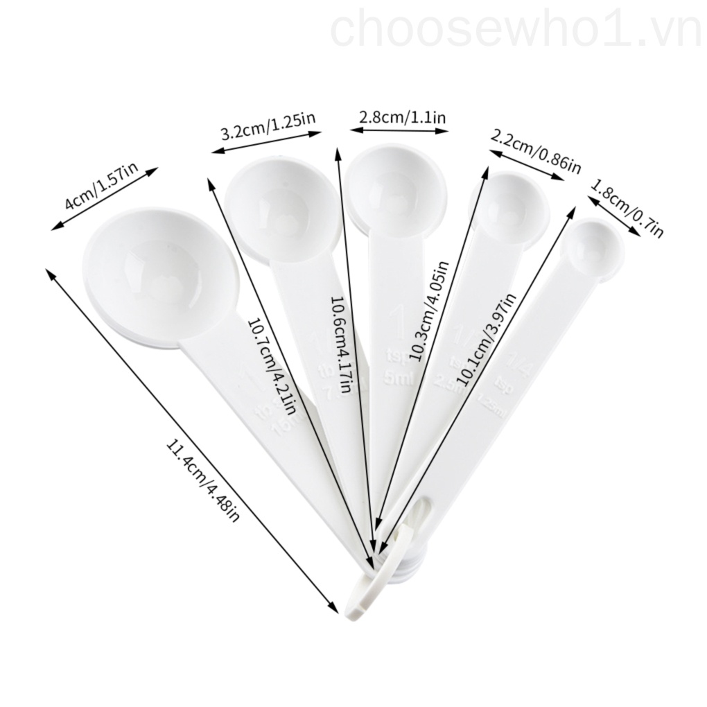 Bộ 5 muỗng đo lường gia vị làm bánh bằng nhựa tiện dụng DIY