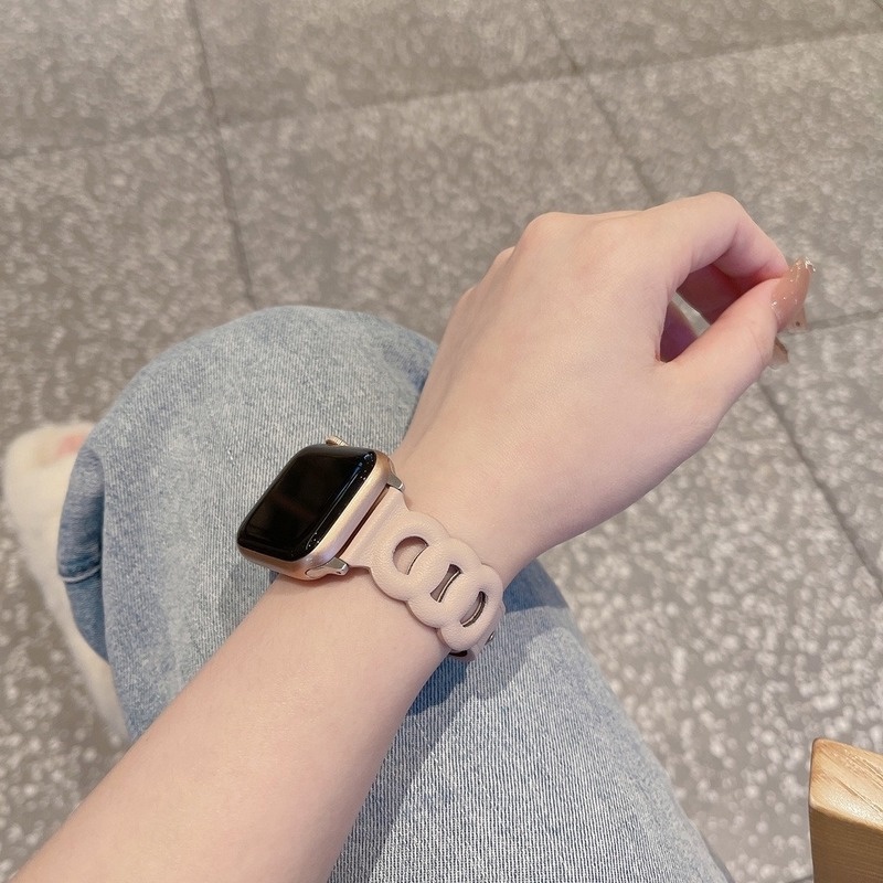 Dây Đeo Bằng Da Cho Đồng Hồ Thông Minh Apple watch 44mm 40mm 45mm 41mm 42mm 38mm series 3 4 5 6 SE 7