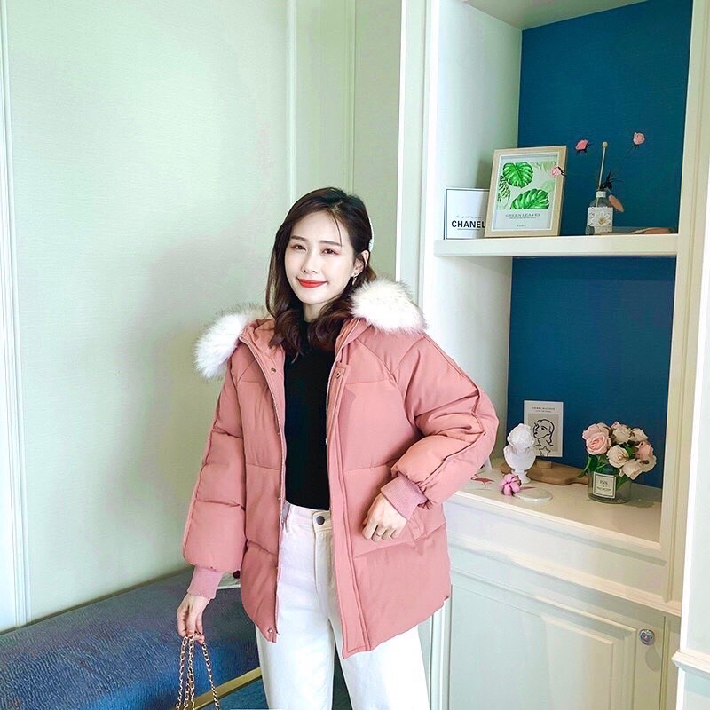 Áo phao nữ có mũ quảng châu🌨PISHOP🌨 Áo khoác nữ 3 lớp siêu nhẹ