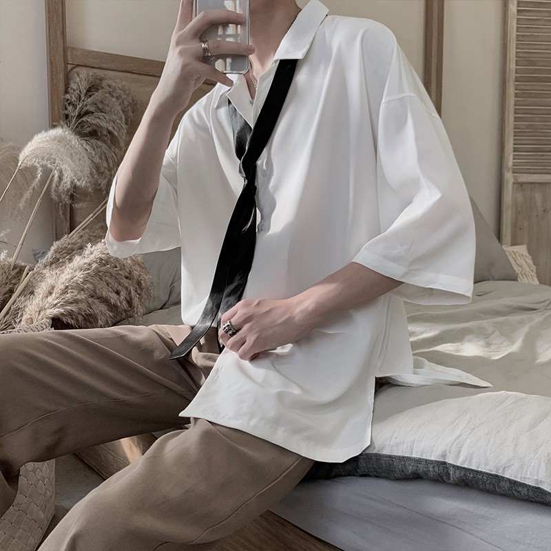 [HÀNG QUẢNG CHÂU] ÁO SƠ MI TAY NGẮN CỔ VEST nhiều màu Nam Nữ Unisex hot 2021 AS01 | BigBuy360 - bigbuy360.vn