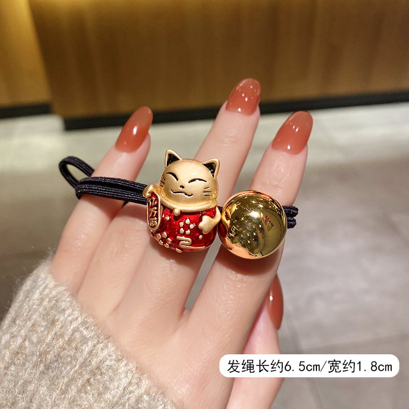 Dây buộc tóc đuôi ngựa họa tiết may mắn đơn giản