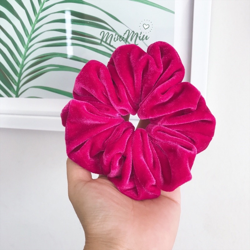 Dây cột tóc nữ Scrunchies trơn SIZE LARGE vải nhung mềm mịn / đồ buộc tóc nhung bản 5CM độ nhún dày, phồng to- Minimiu