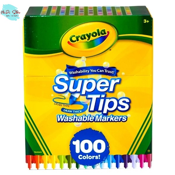 [HADI] Bộ 100 màu Bút lông tẩy rửa được CRAYOLA SUPERTIPS nét thanh nét đậm (Mã SP:CYL-B-SPT100)