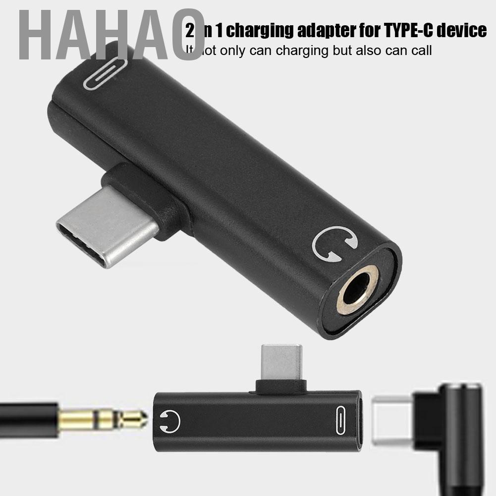 Hahao 2 in 1 TYPE-C to 3.5mm Jack Headphone USB Charging Converter Multi-function Transverter 