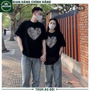 Áo đôi, áo thun cặp đôi in hình trái tim ulzzang bassic cá tính nam nữ mặc đôi siêu đẹp