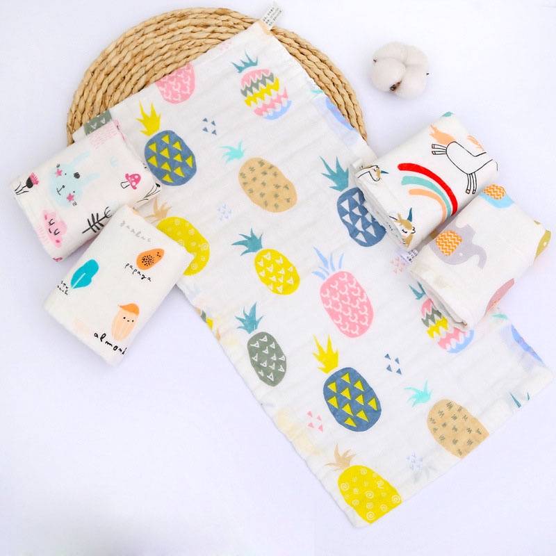 Khăn Tắm Cho Bé Sơ Sinh Kích Thước 25x50cm | Vải Ủ Thịt | Khăn Lau Nước Bọt Hình Vuông Nhỏ Bằng cotton