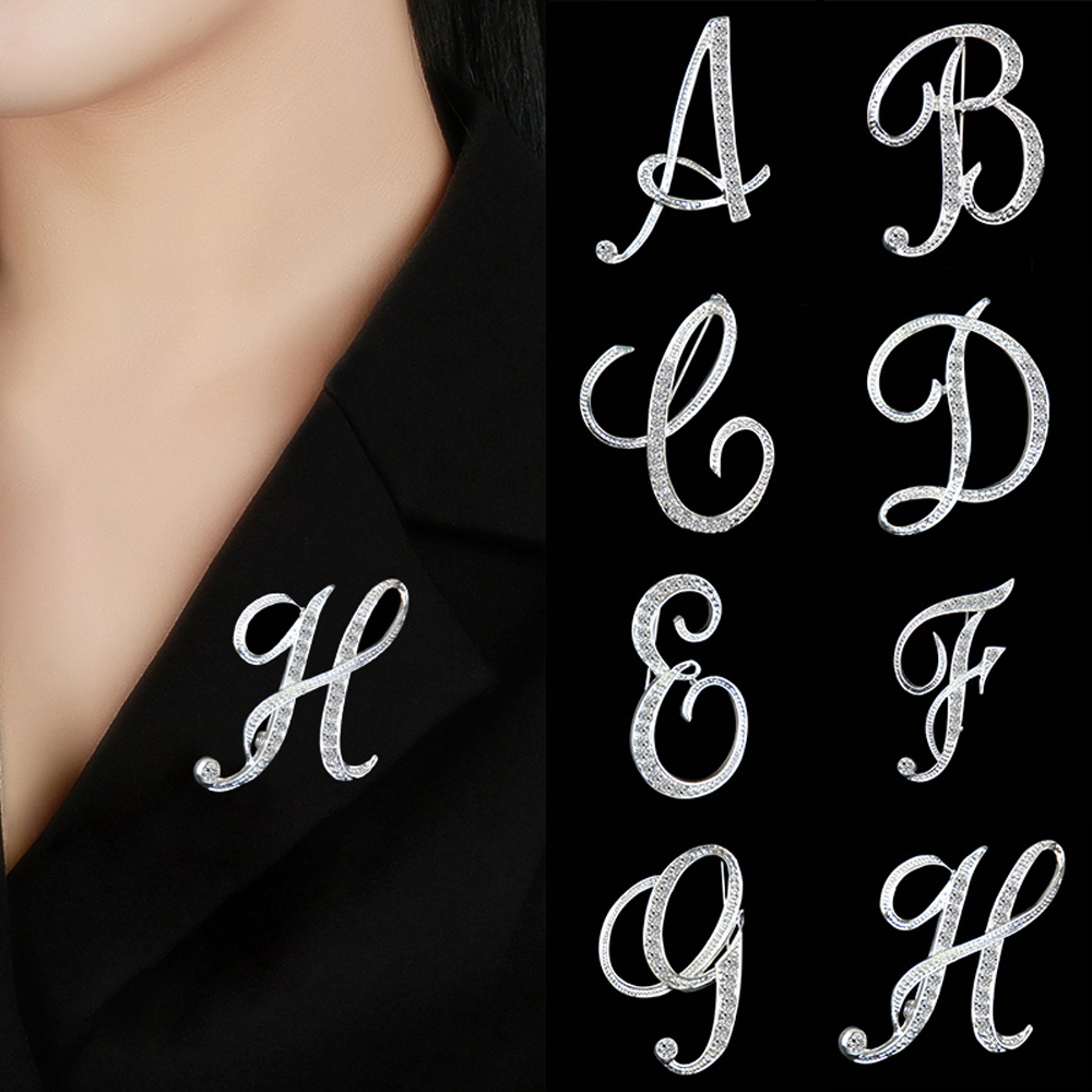 Ghim cài áo kim loại kiểu 26 chữ cái tiếng Anh thời trang sáng tạo dành cho nữ