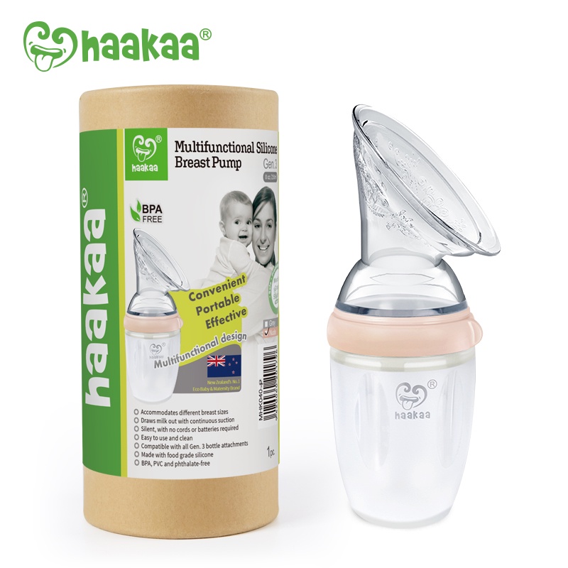 Cốc hứng sữa đa năng Silicone Gen3 HaaKaa 160/250ml, Phụ kiện hoa chặn, dây đeo, nắp đậy