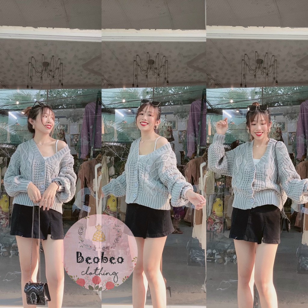 Áo khoác cardigan len móc 4 màu ulzzang