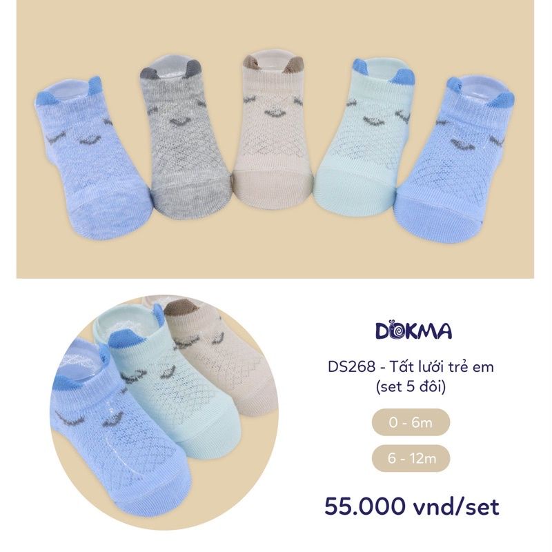 Set 5 đôi tất lưới trẻ em Dokma