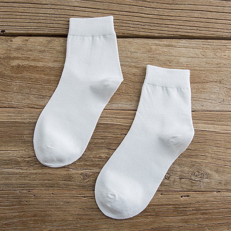 Vớ Cổ Cao Nam Nữ Tất Trơn 100% Cotton Co Giãn Tốt Thấm Mồ Hôi