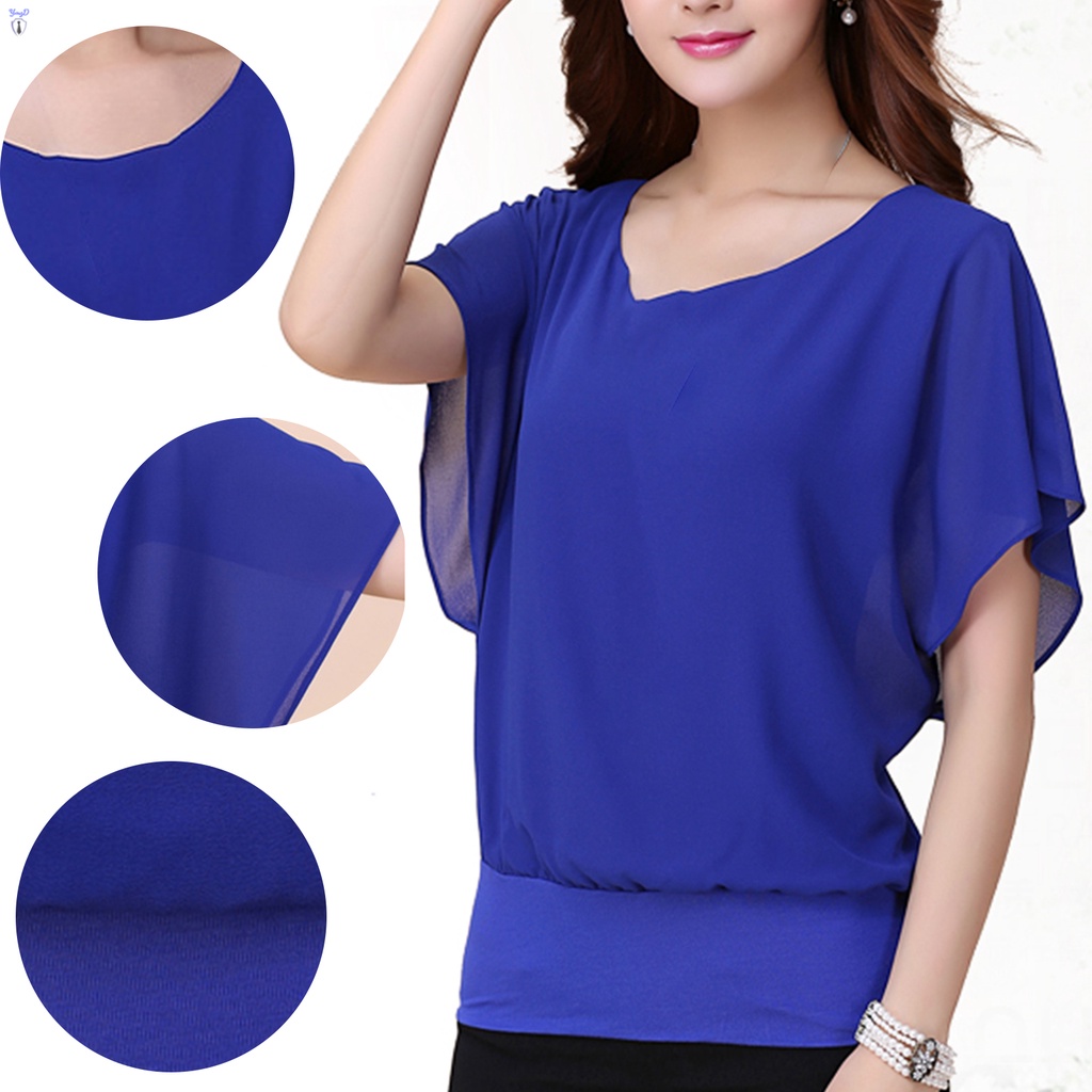 Áo Cánh Dơi Ngắn Tay Vải Voan Thoáng Khí Thoải Mái Thời Trang Mùa Hè Cho Nữ