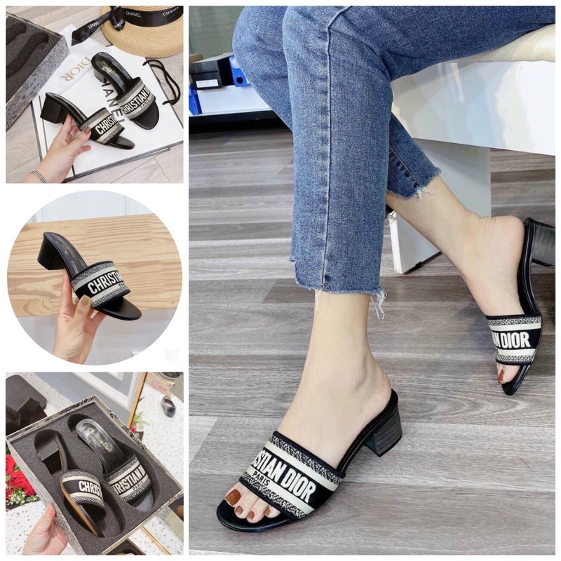 Guốc DIOR thêu thổ cẩm FULLBOX
