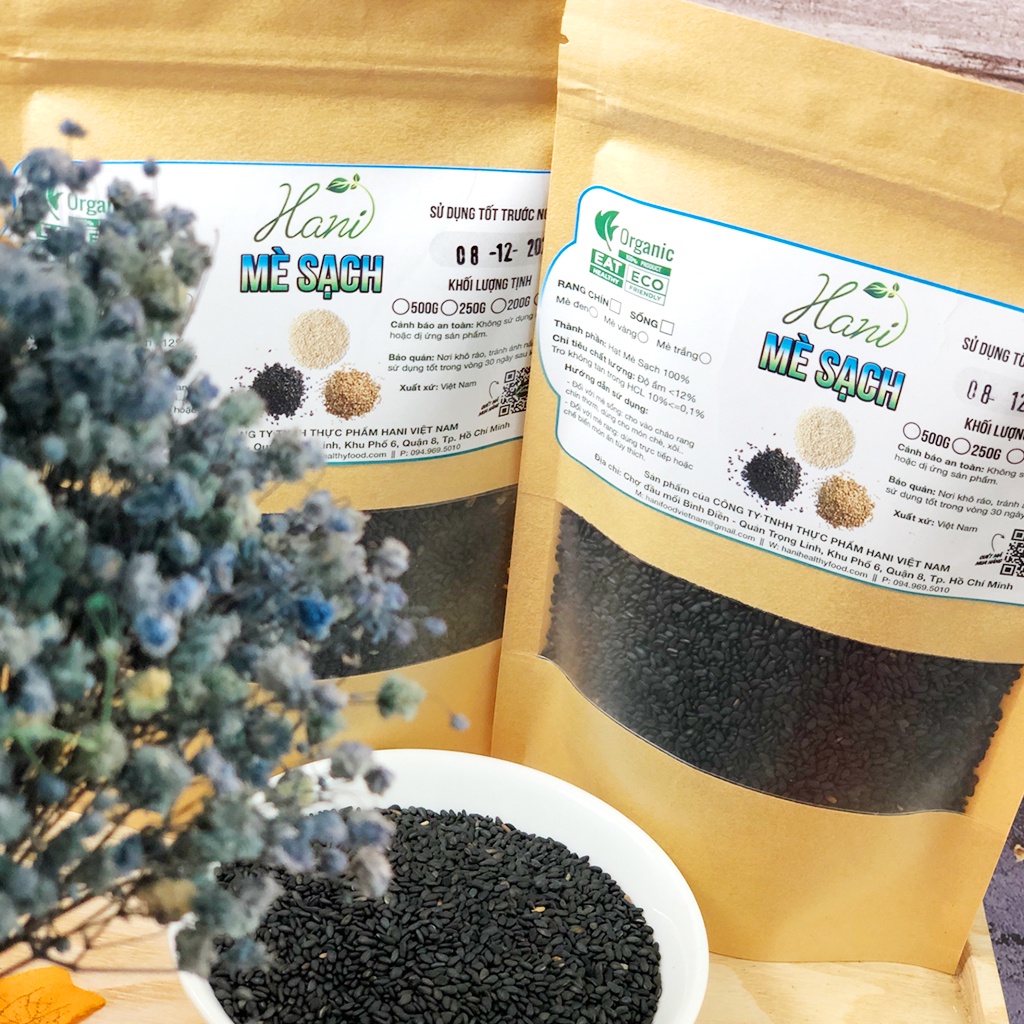 500g Mè Đen Sạch Thuần Chủng Không Biến Đổi Gen, Nấu Sữa, Làm Bánh, Nấu Chè 🌽 Kho sỉ dinh dưỡng HANI Healthy Food