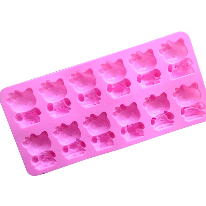 KHUÔN SILICON MÈO KITTY 10 HÌNH VIỀN REN