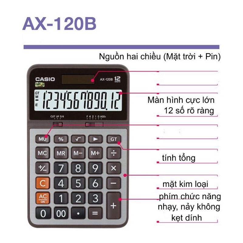 Máy tính Casio AX 120B chính hãng, máy tính để bàn AX120B bảo hành điện tử 7 năm Casio AX120B