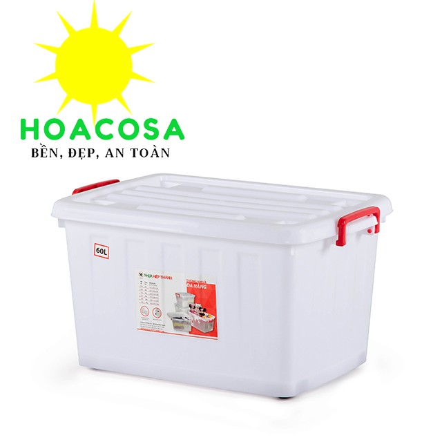 Thùng Nhựa Đựng Đồ Đa Năng 60L ( 60 Lít ) Hiệp Thành Có 4 Bánh Xe Cứng Cáp, Bền Lâu- Đồ Gia Dụng Hoacosa