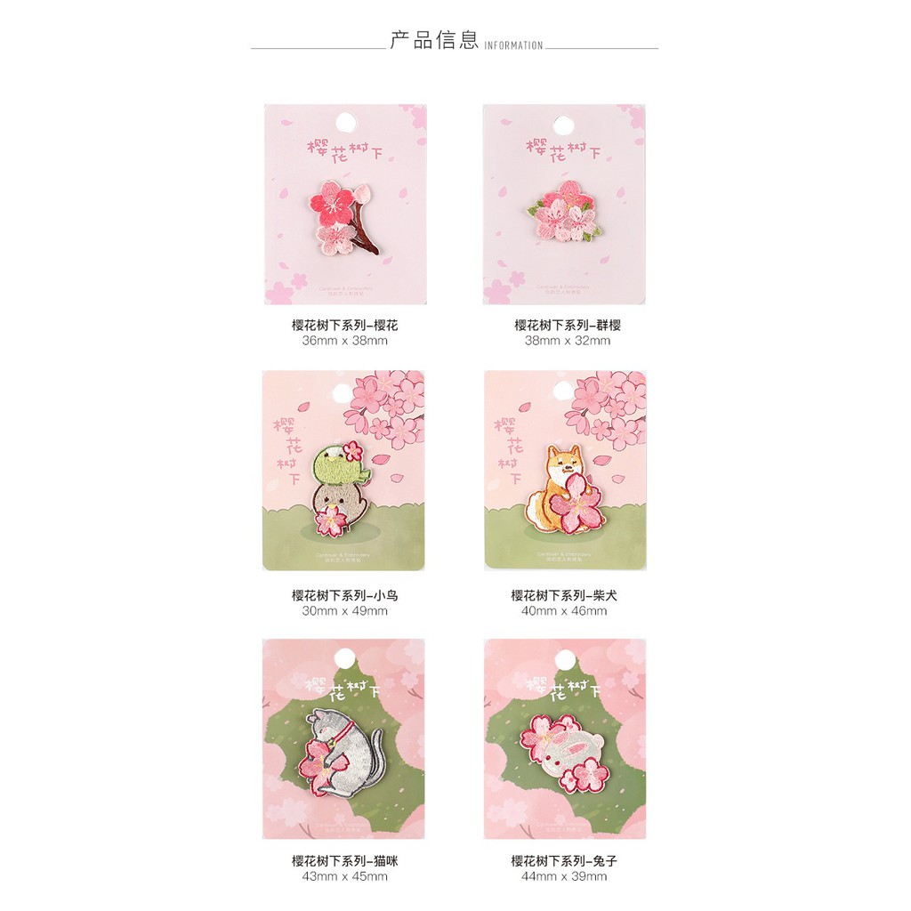 Sticker Ủi Thêu Hoạt Hình Sakura Dễ Thương