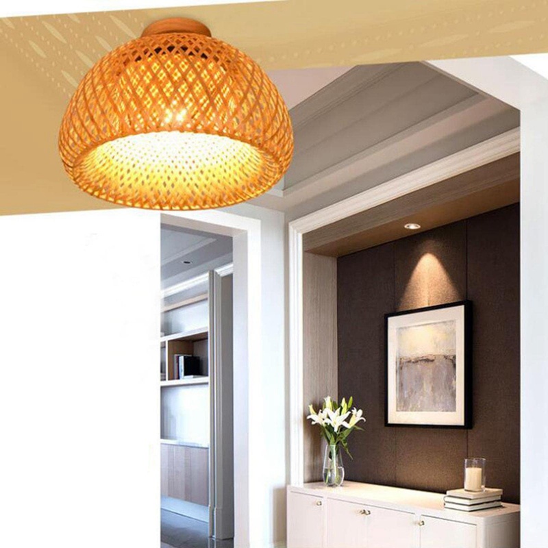 Đèn Treo Trần Nhà Bằng Sợi Tre Đan Kích Thước 30X18cm Độc Đáo Trang Trí Nhà Cửa