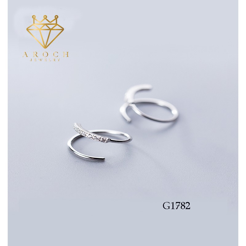 Khuyên tai bạc Ý s925 xoắn tròn G1782 - AROCH Jewelry