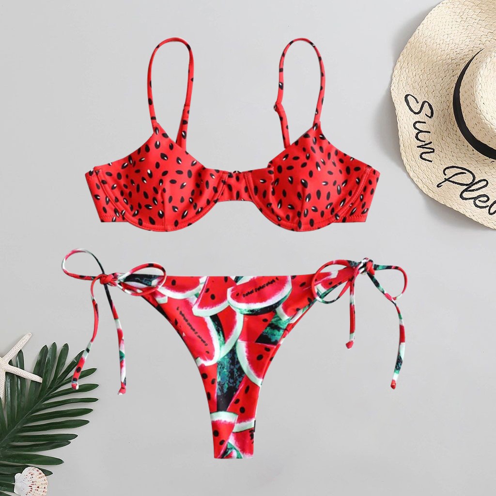 ❦woharyday❦❦woharyday❦Women Print Push-Up Padded Bra Beach Bikini Set Swimsuit Beachwear Swimwear