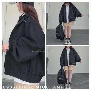 Áo khoac Kaki cúc Bấm Khóa cài Màu đen Ulzzang