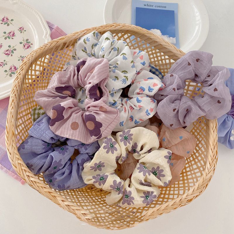Dây cột tóc, cột tóc vải Scrunchies hoa phong cách Hàn Quốc