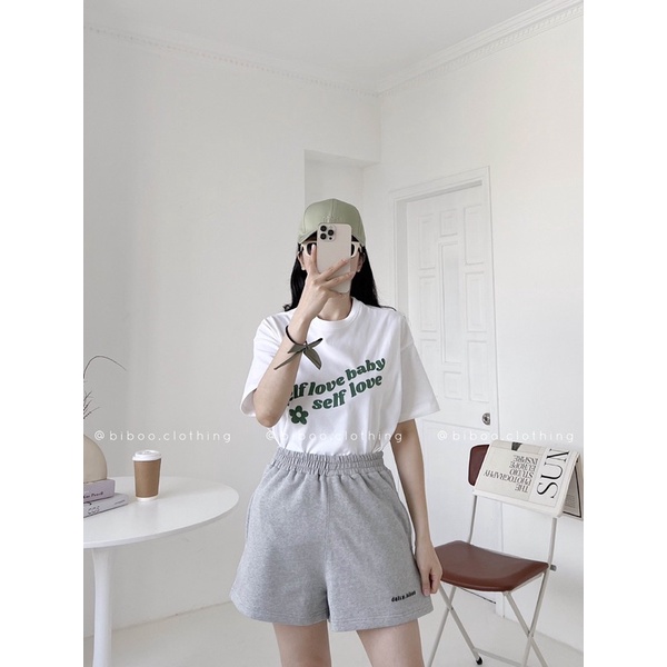 BIBOO - Áo thun tay ngắn in chữ SELF LOVE BABY chất liệu vải thun cotton