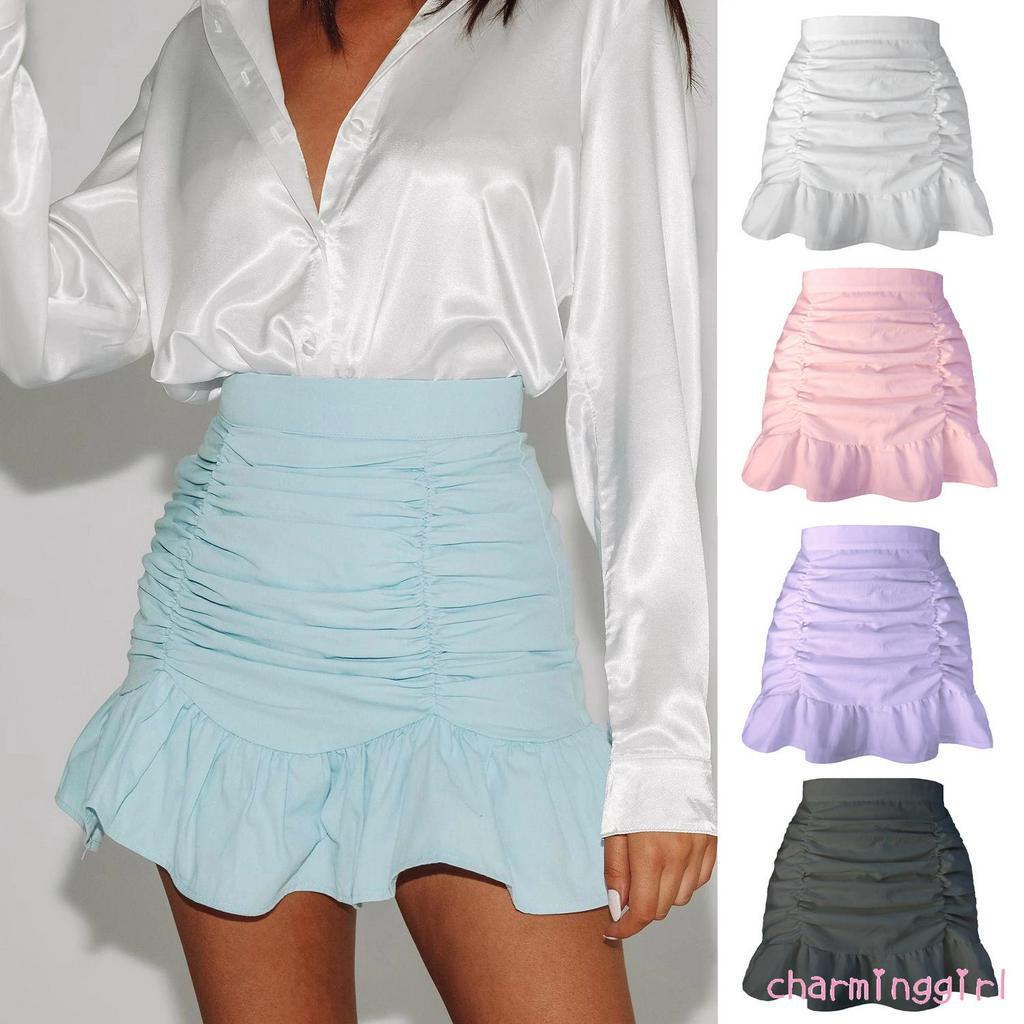 Chân Váy Lưng Cao Xếp Ly Thời Trang Dành Cho Nữ