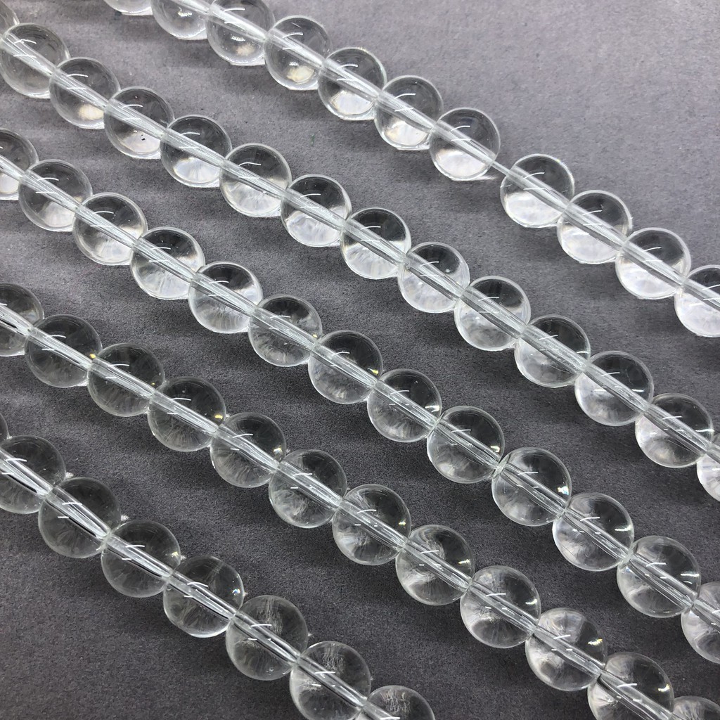 Chuỗi hạt đá thạch anh trắng kích thước 4-12mm dùng làm trang sức thủ công