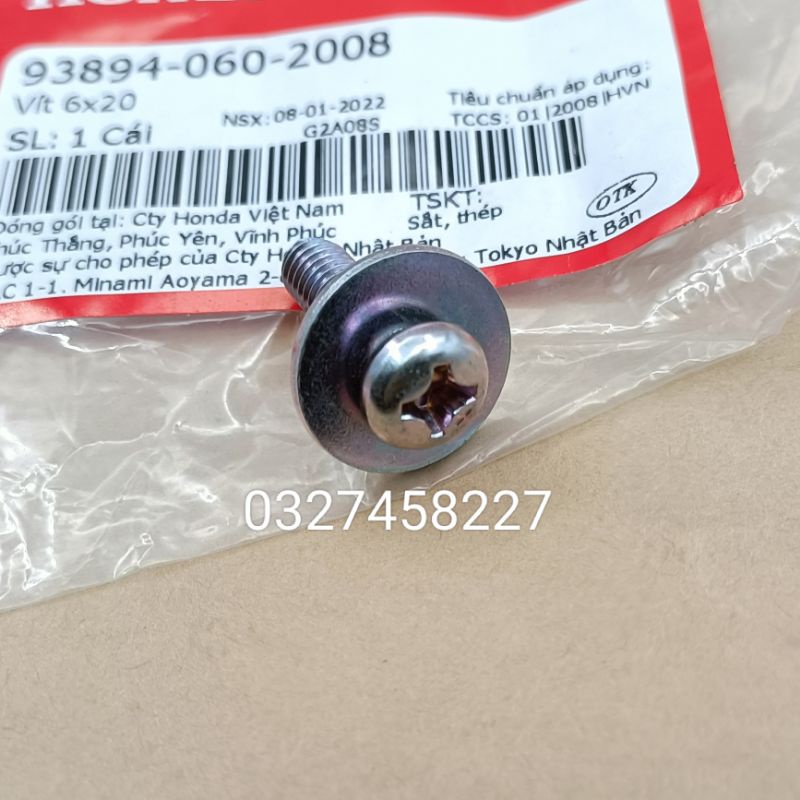 Ốc, vít bắt hộp nhựa đựng bình ắc quy DREAM, WAVE, FUTURE zin honda, vít 6x20