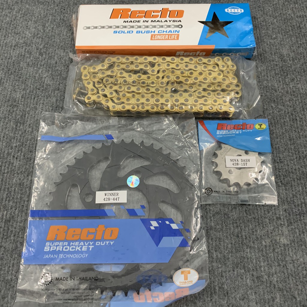 Bộ Nhông sên dĩa vàng Recto Satria Raider Fi “ Size 36 đến 44 “ 9Li , chính hãng