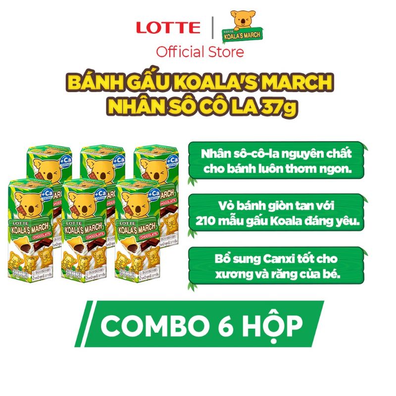 Lốc 6 Hộp Bánh Gấu Lotte Koala's Mark Nhân Kem
