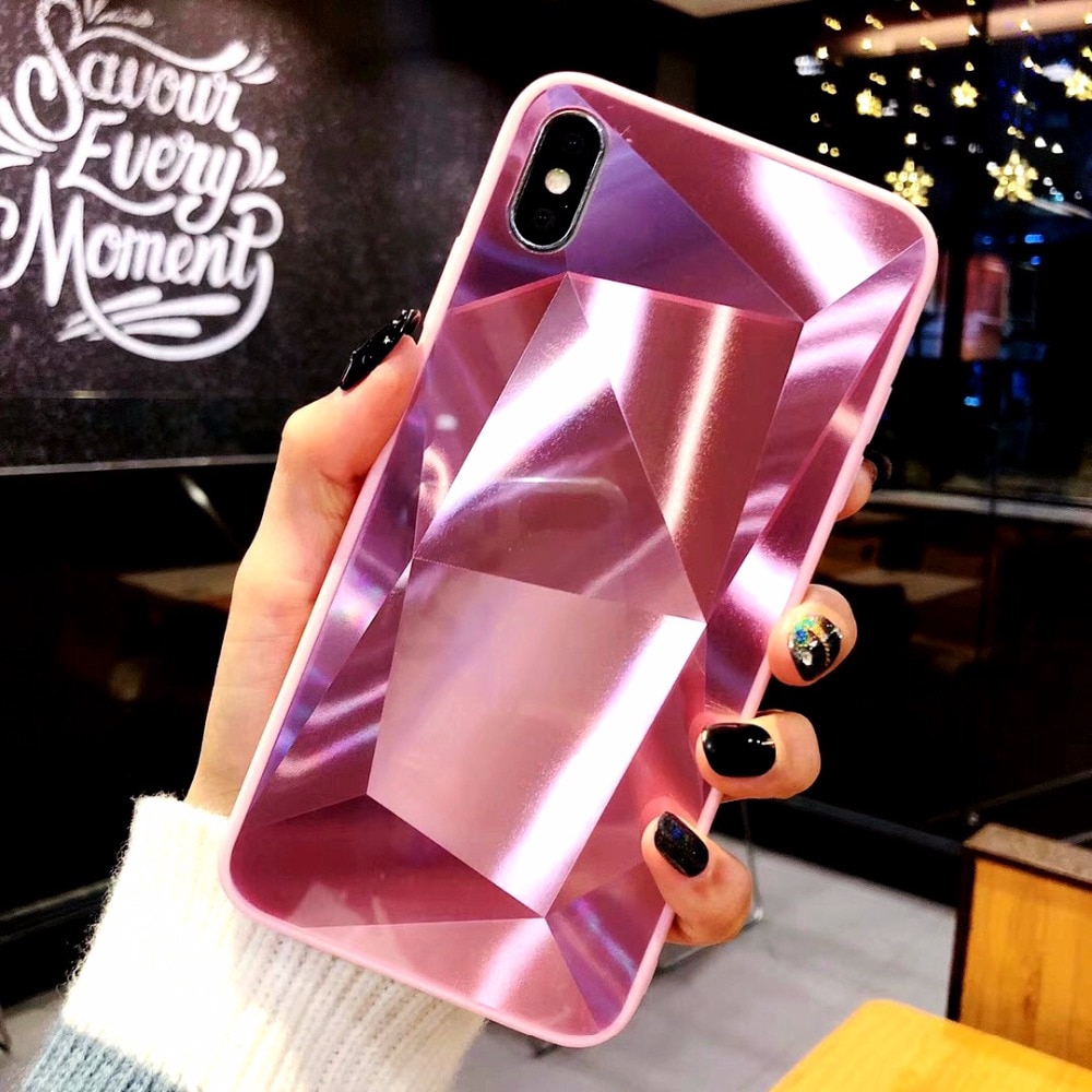 Case for Apple iPhone X XS XR 6 6S 7 8 Plus Case 3D Diamond Glossy Shine Mirror Phone Cover