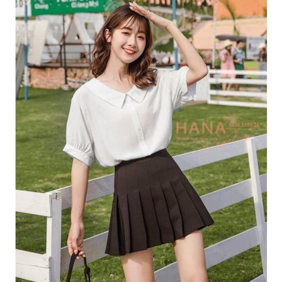 Chân váy tennis xếp ly ngắn xòe bản to màu đen có quần trong cạp lưng chun cao - Chất vải Umi dày dặn co giãn thể thao | BigBuy360 - bigbuy360.vn