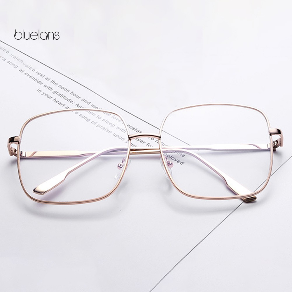 bluelans♘Fashion Unisex Square Metal Myopia Frame Glasses Anti-blue Eyewear Spectacles