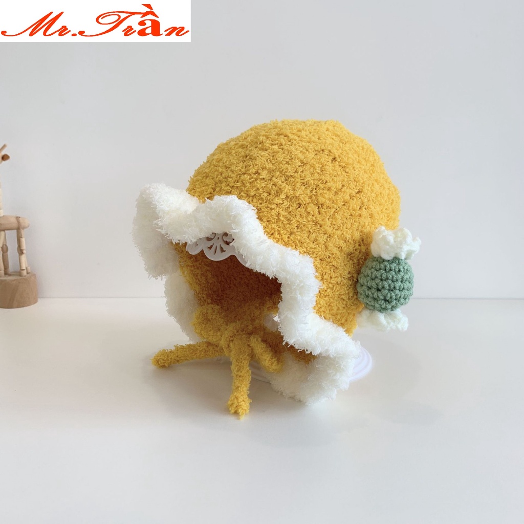 Mũ len lông xù đẹp ấm áp mùa chông cho bé trai bé gái nón len hình Kẹo cho bé từ 5 tháng đến 2 tuổi