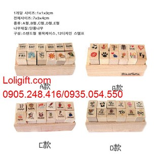 BỘ CON DẤU GỖ DIY 12 KÍ TỰ